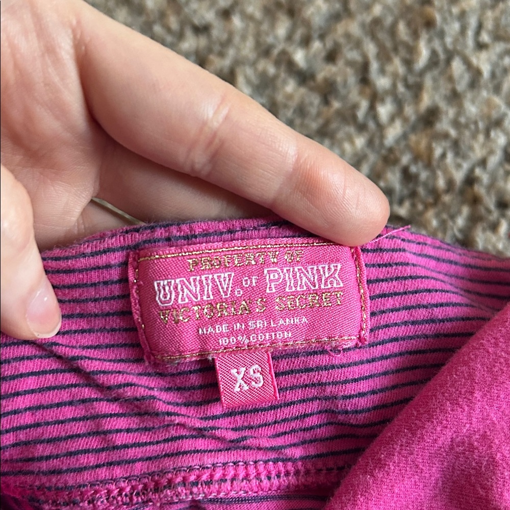 Y2K PINK Victoria's Secret Striped Ruffle Sleep Chemise in Hot Pink & Dusty Blue - Picture 4 of 6